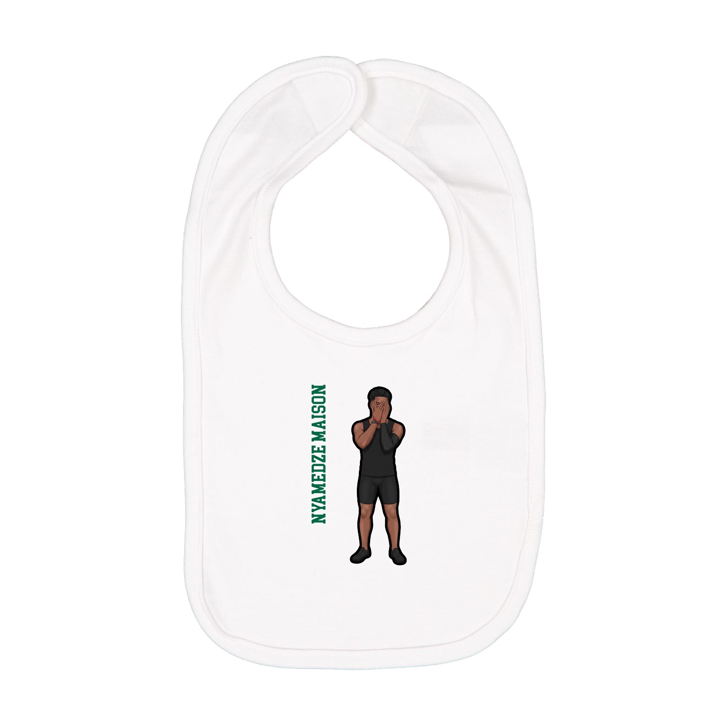Infant Bib — Name Vertical in White