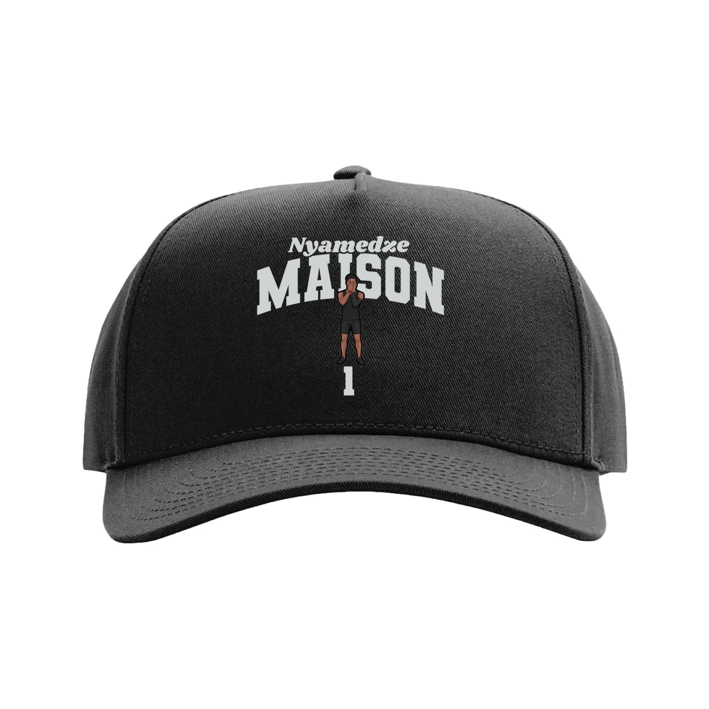 Full Fabric Five-Panel Champ Cap — Signature Arch in Black
