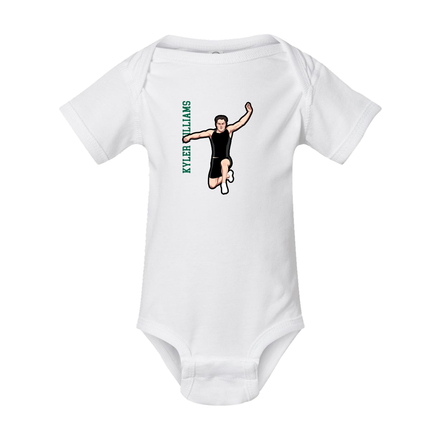 Baby Onesie — Name Vertical in White