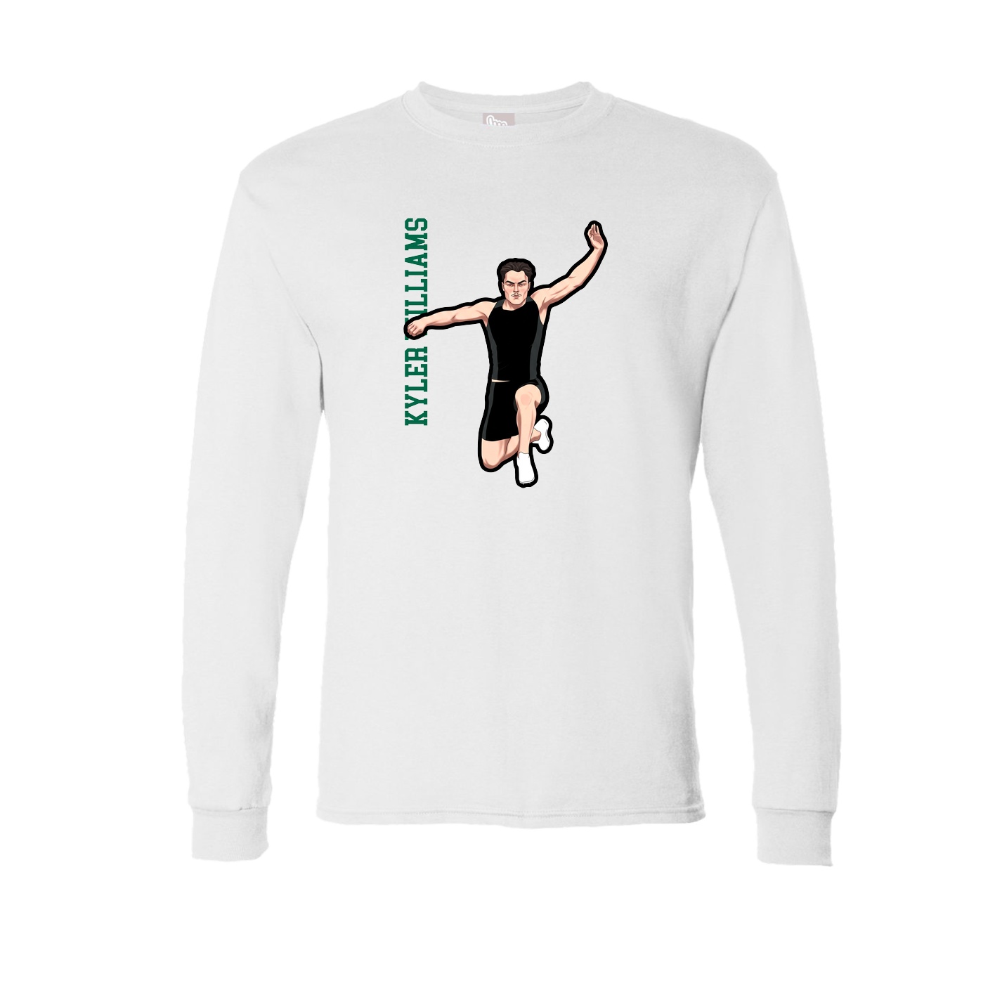 Long Sleeve Tee — Name Vertical in White