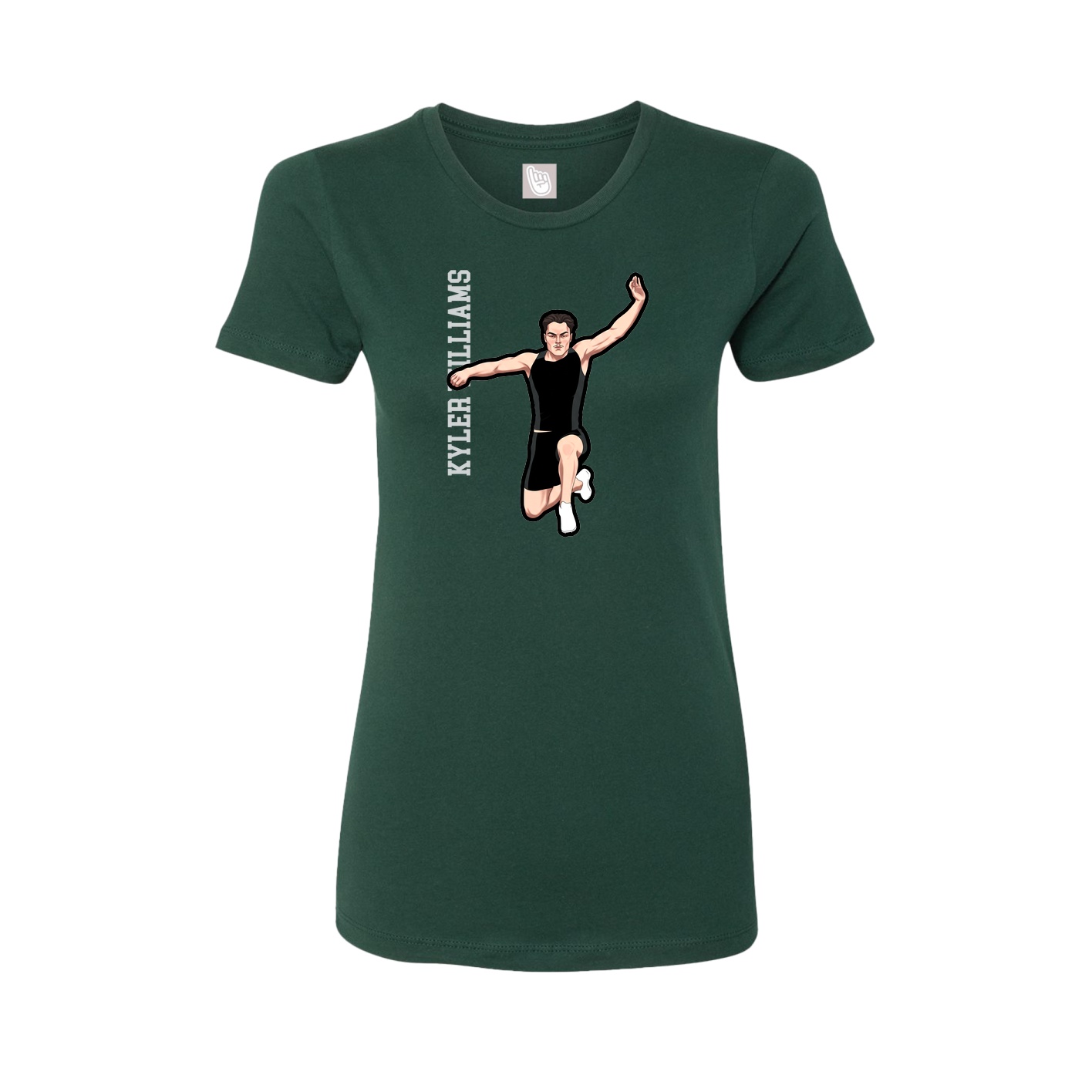 Fitted Women's Tee — Name Vertical in Green