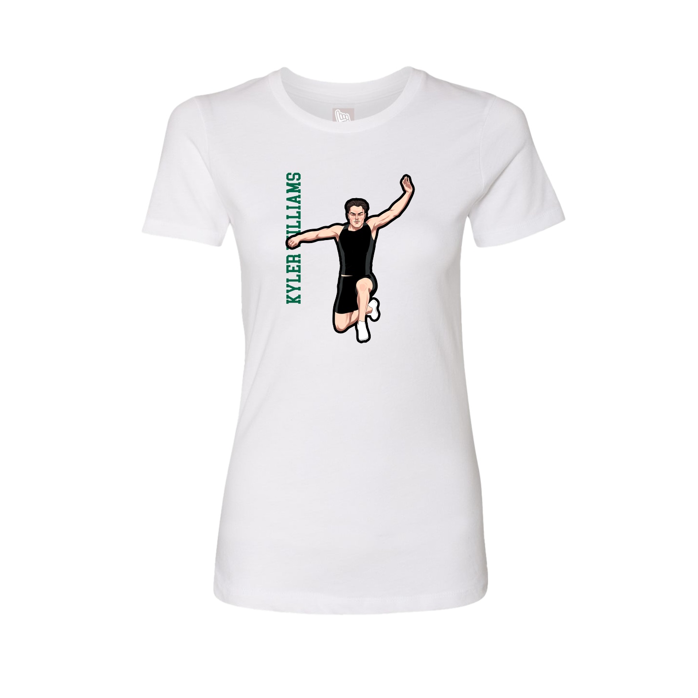 Fitted Women's Tee — Name Vertical in White