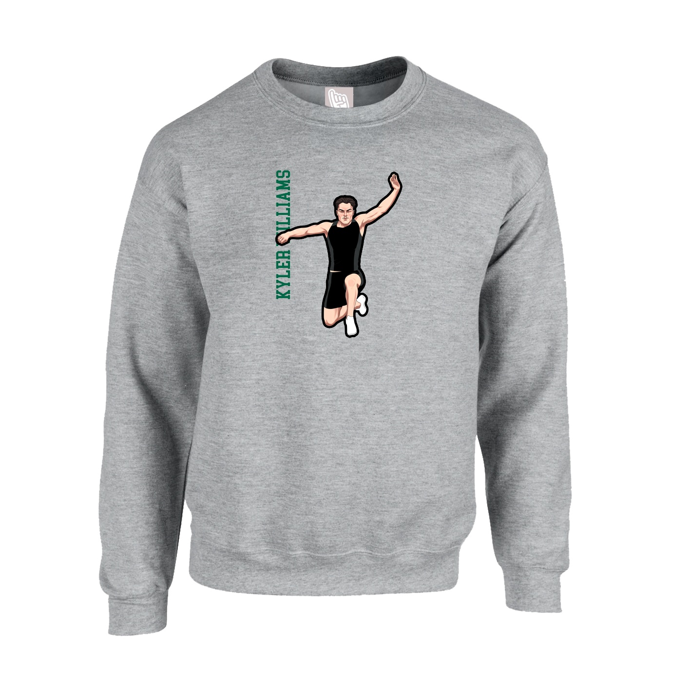 Fleece Crew — Name Vertical in Grey