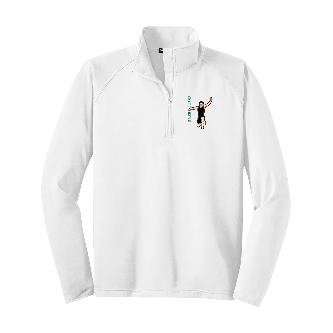 Q-Zip Pullover — Name Vertical in White