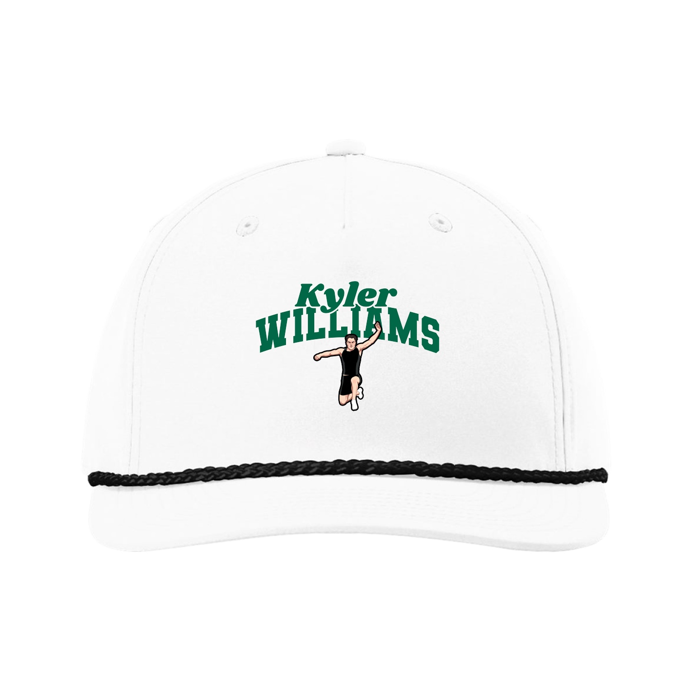 Five-Panel Classic Rope Cap — Signature Arch in White