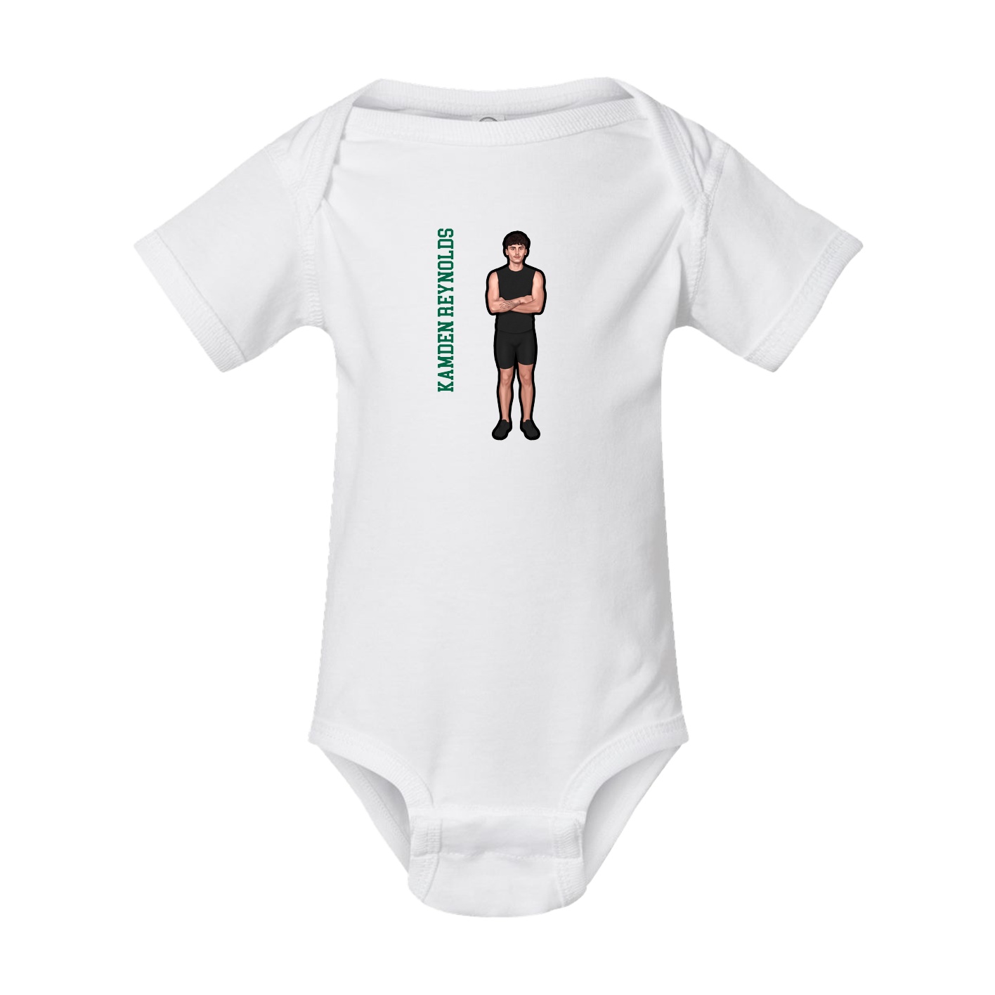 Baby Onesie — Name Vertical in White