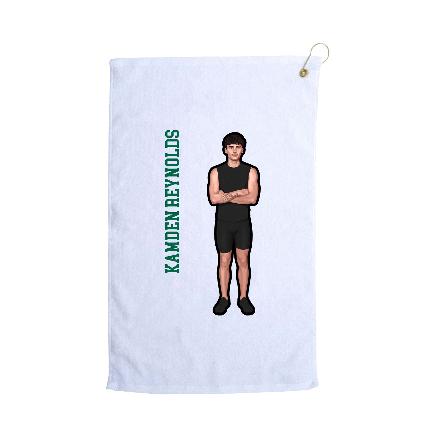 Golf Towel — Name Vertical in White