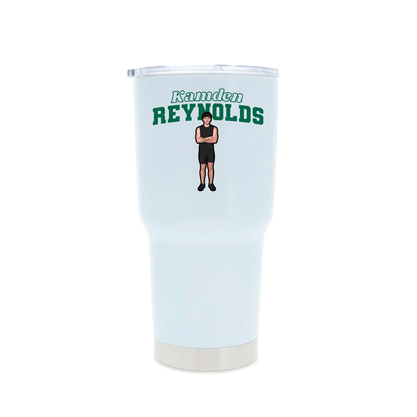 30oz Stainless Steel Tumbler — Name Arch in White