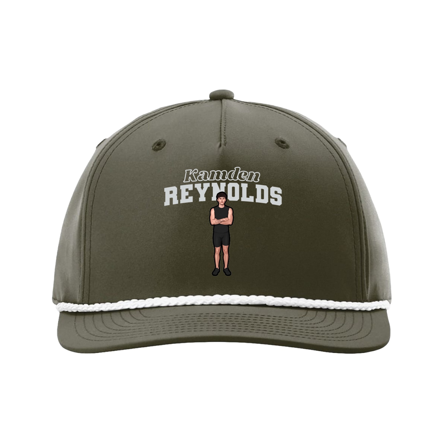 Five-Panel Classic Rope Cap — Name Arch in Green