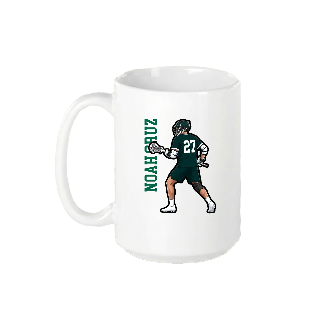 15oz Coffee Mug — Name Vertical in White