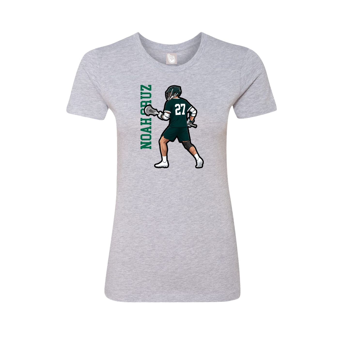 Fitted Women's Tee — Name Vertical in Grey