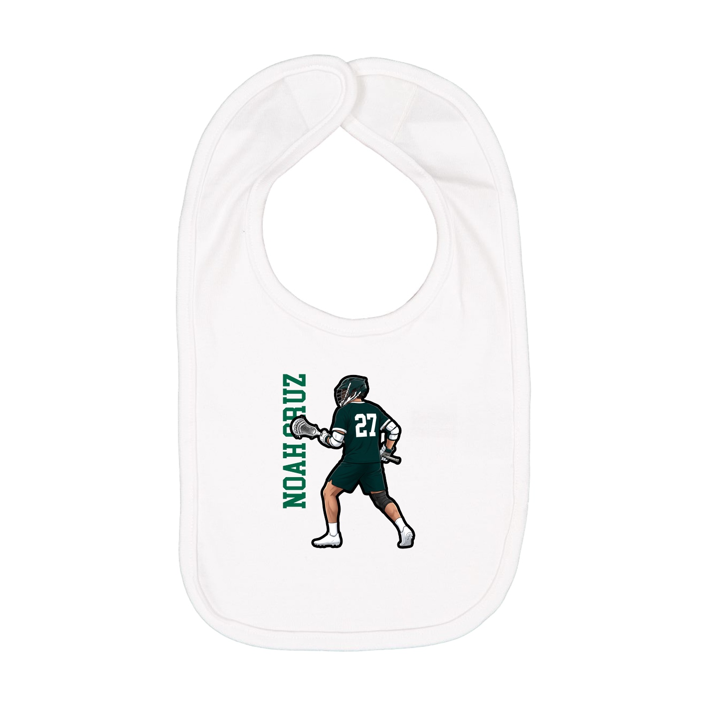 Infant Bib — Name Vertical in White