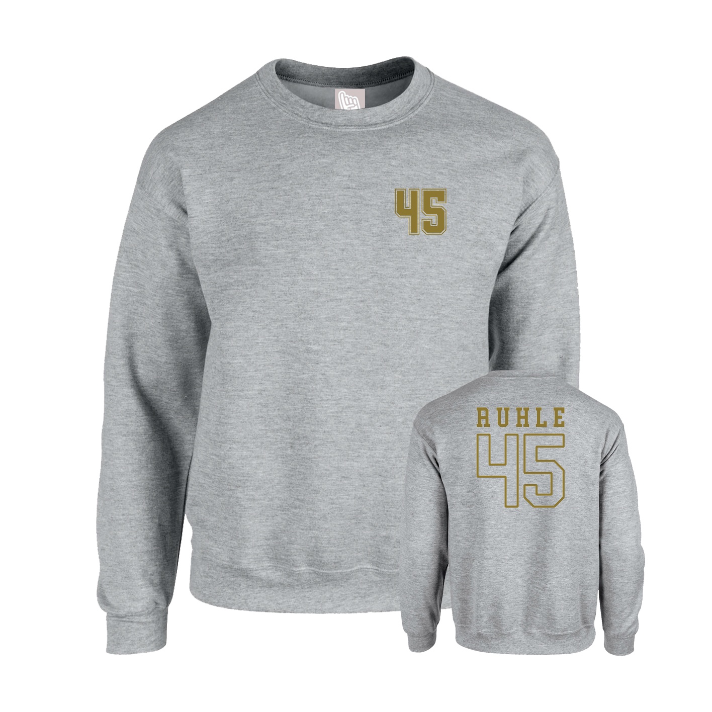 Fleece Crew — Chest Back in Grey