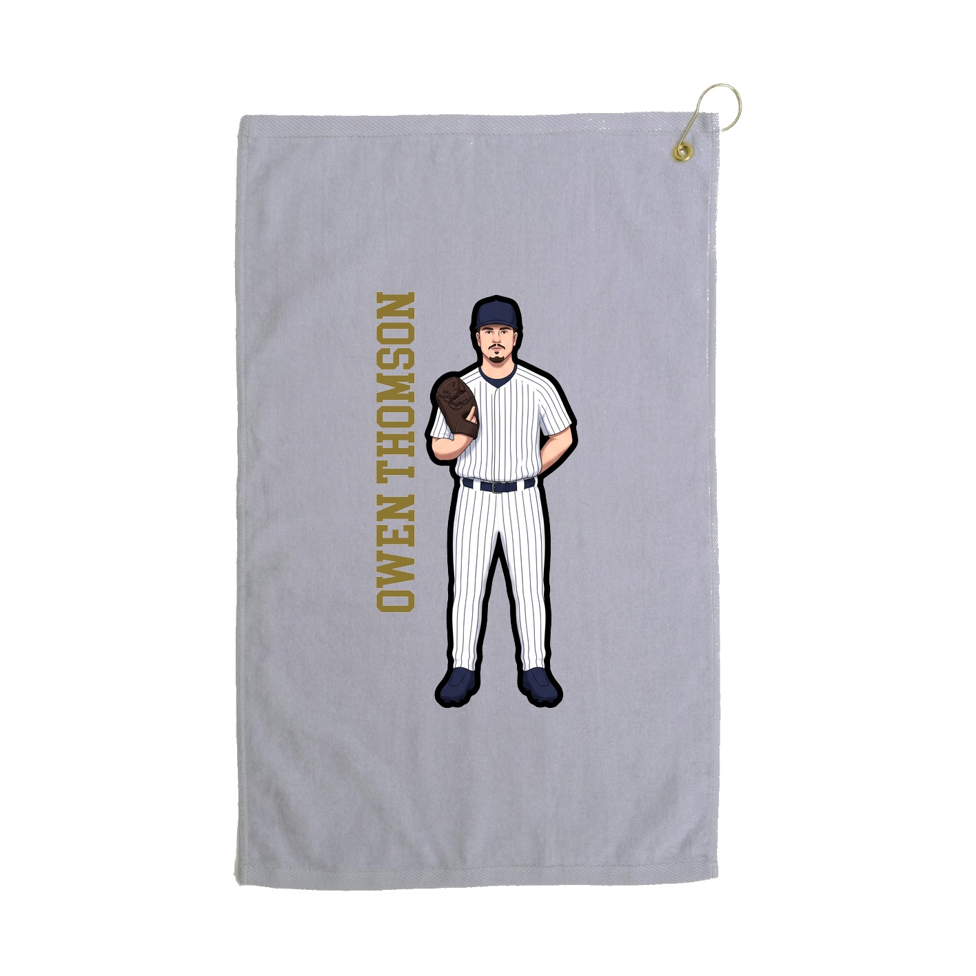 Golf Towel — Name Vertical in Grey