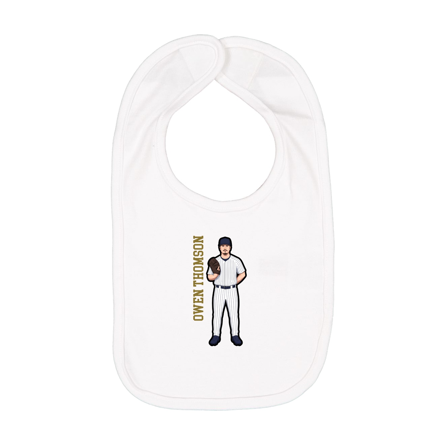 Infant Bib — Name Vertical in White