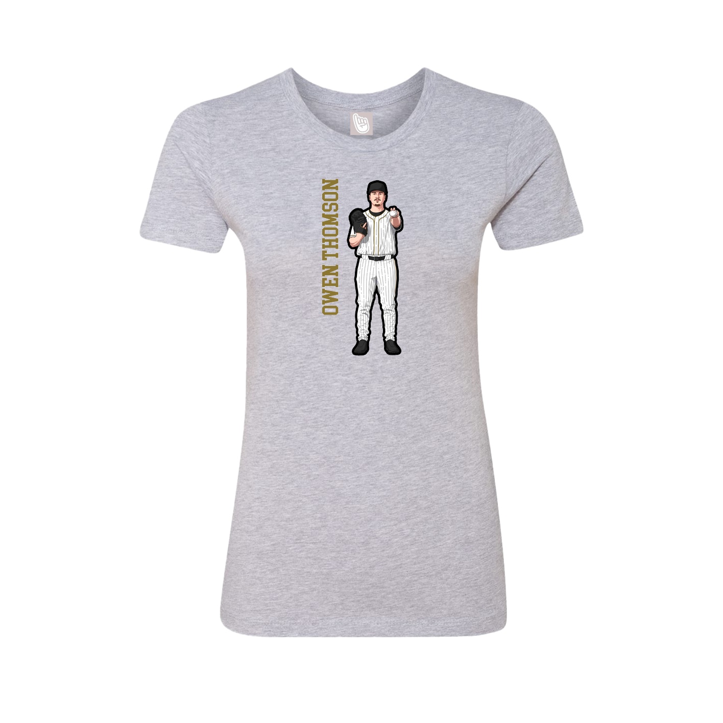 Fitted Women's Tee — Name Vertical in Grey