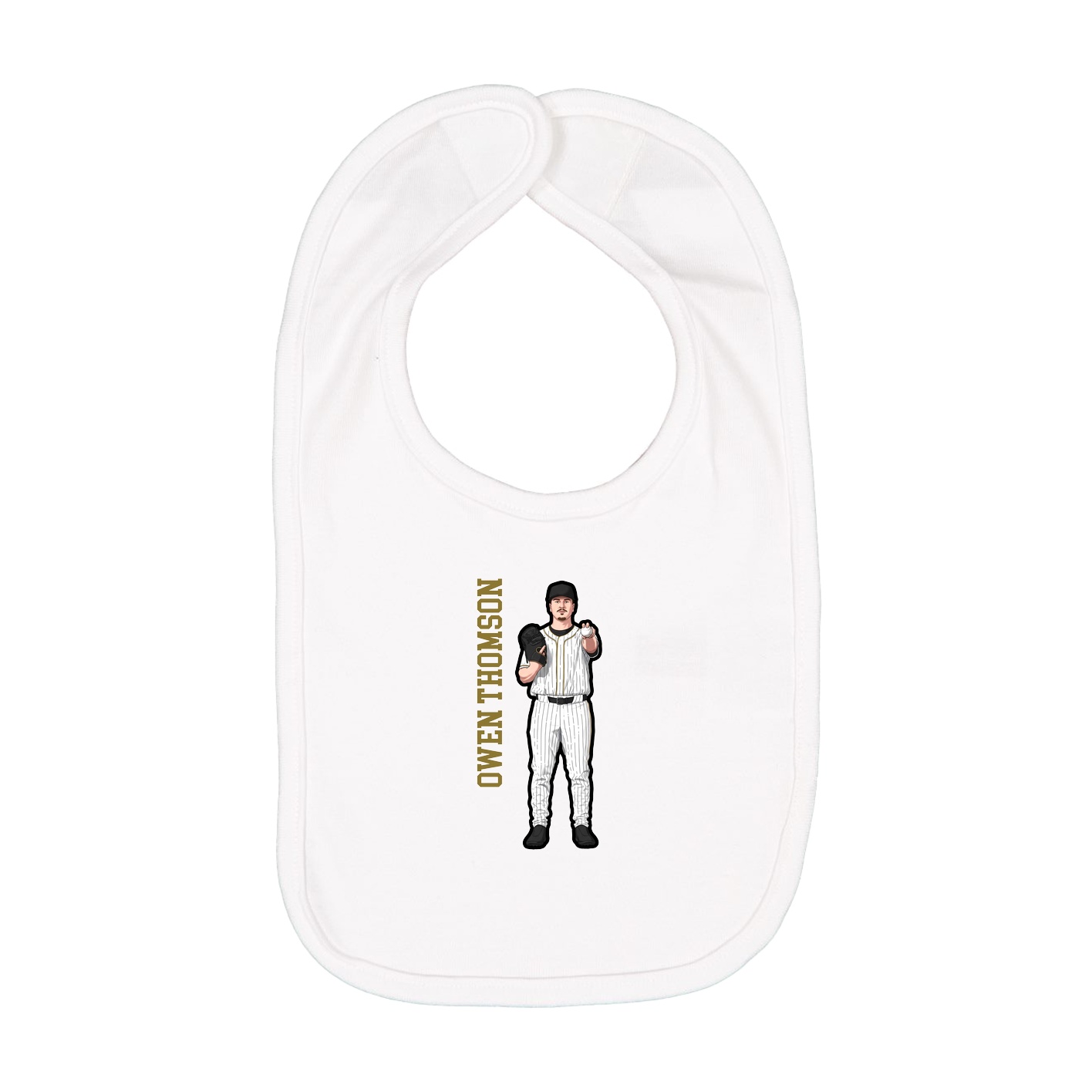 Infant Bib — Name Vertical in White