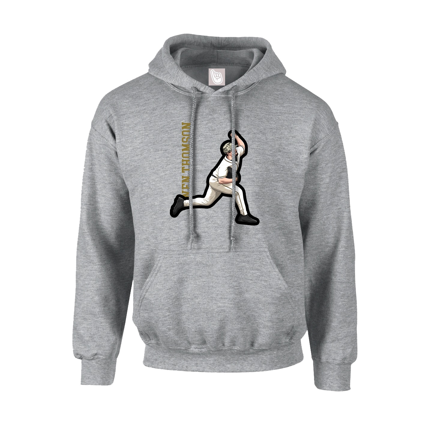 Youth Hoodie — Name Vertical in Grey