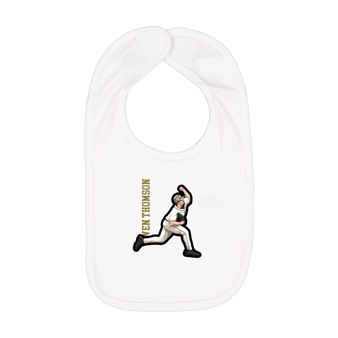 Infant Bib — Name Vertical in White