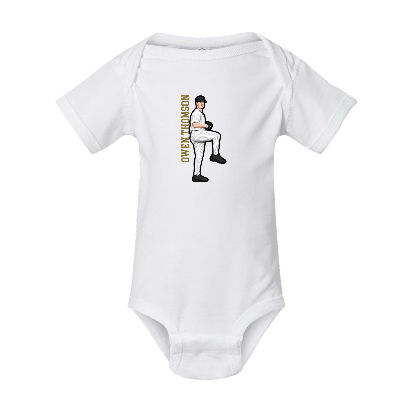 Baby Onesie — Name Vertical in White