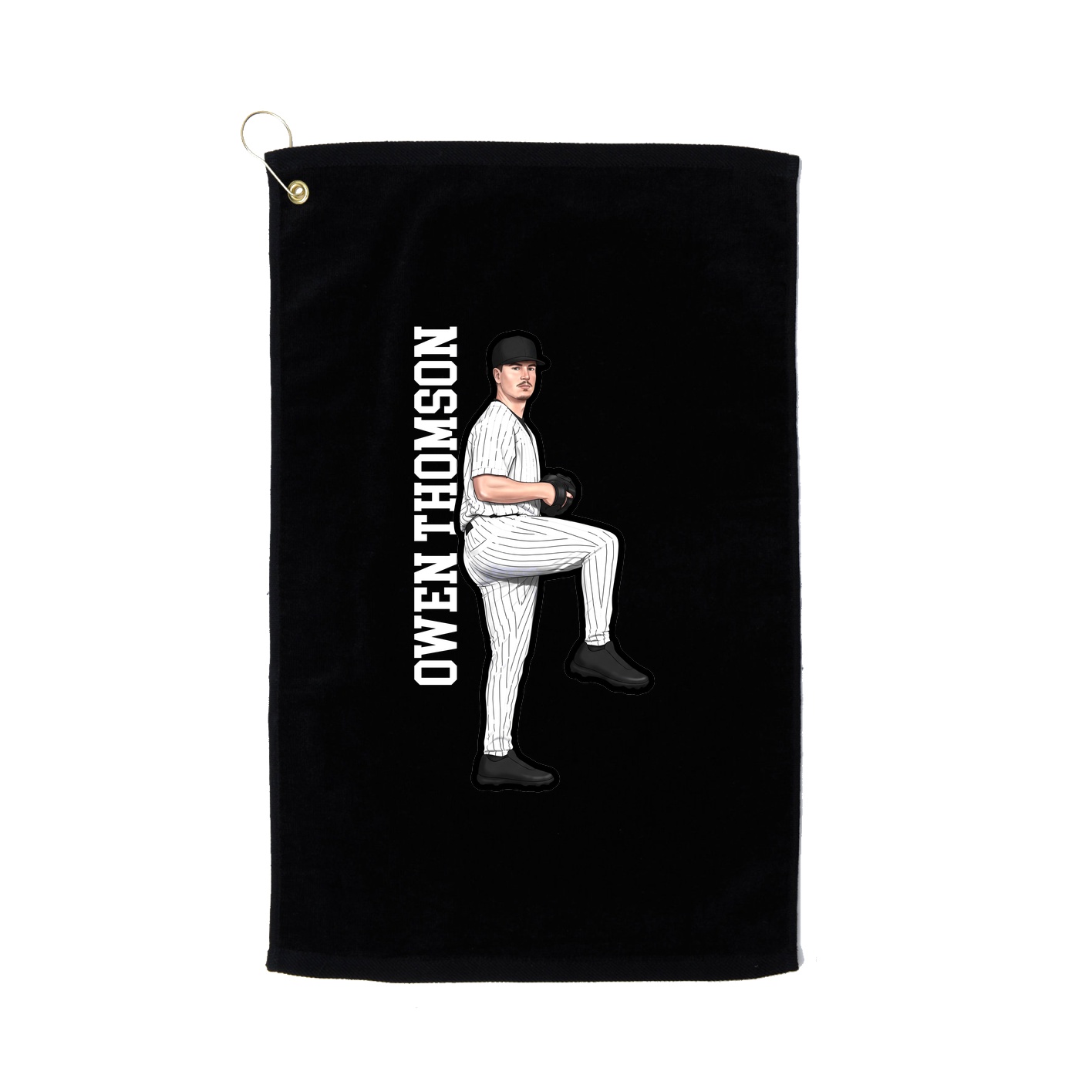 Golf Towel — Name Vertical in Black
