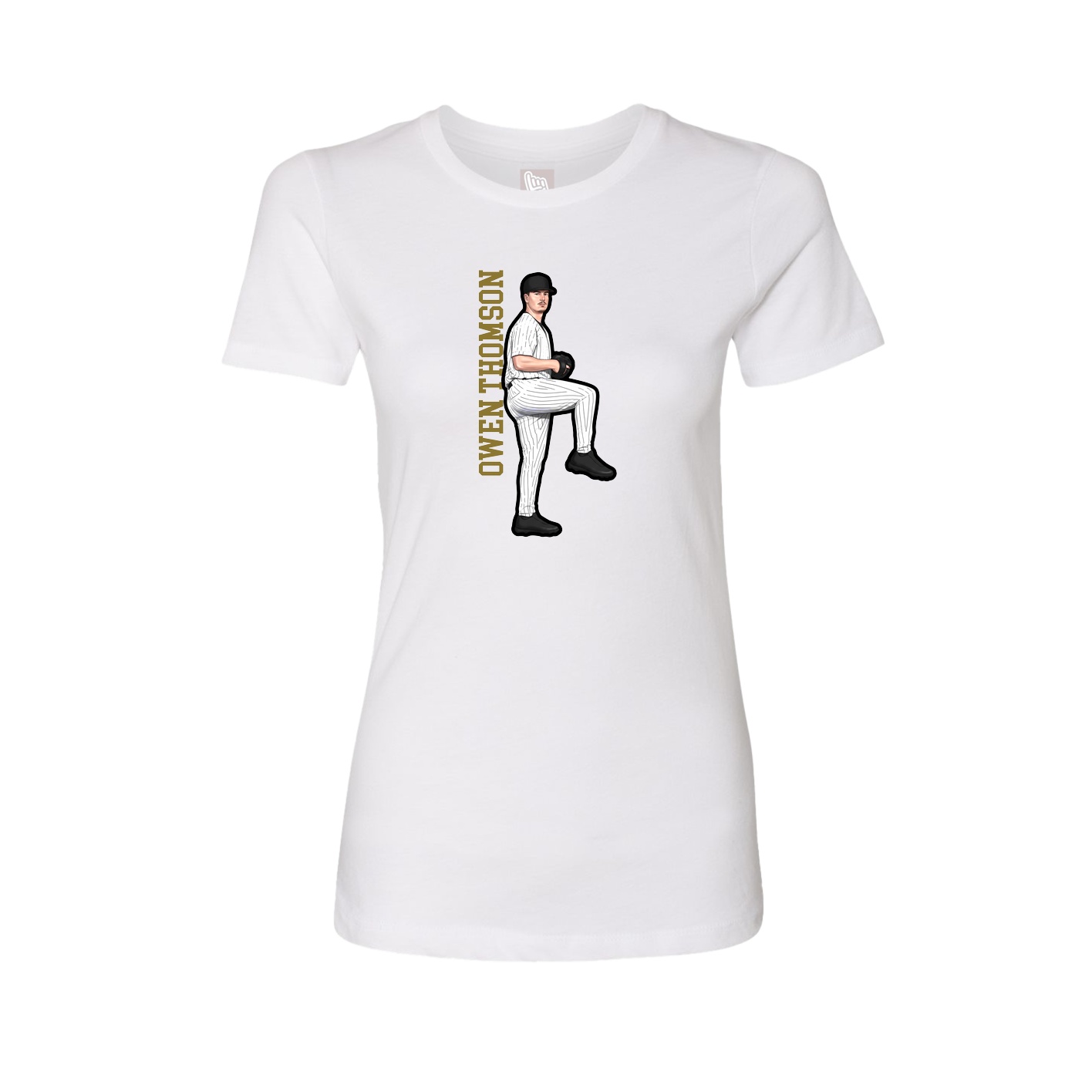 Fitted Women's Tee — Name Vertical in White