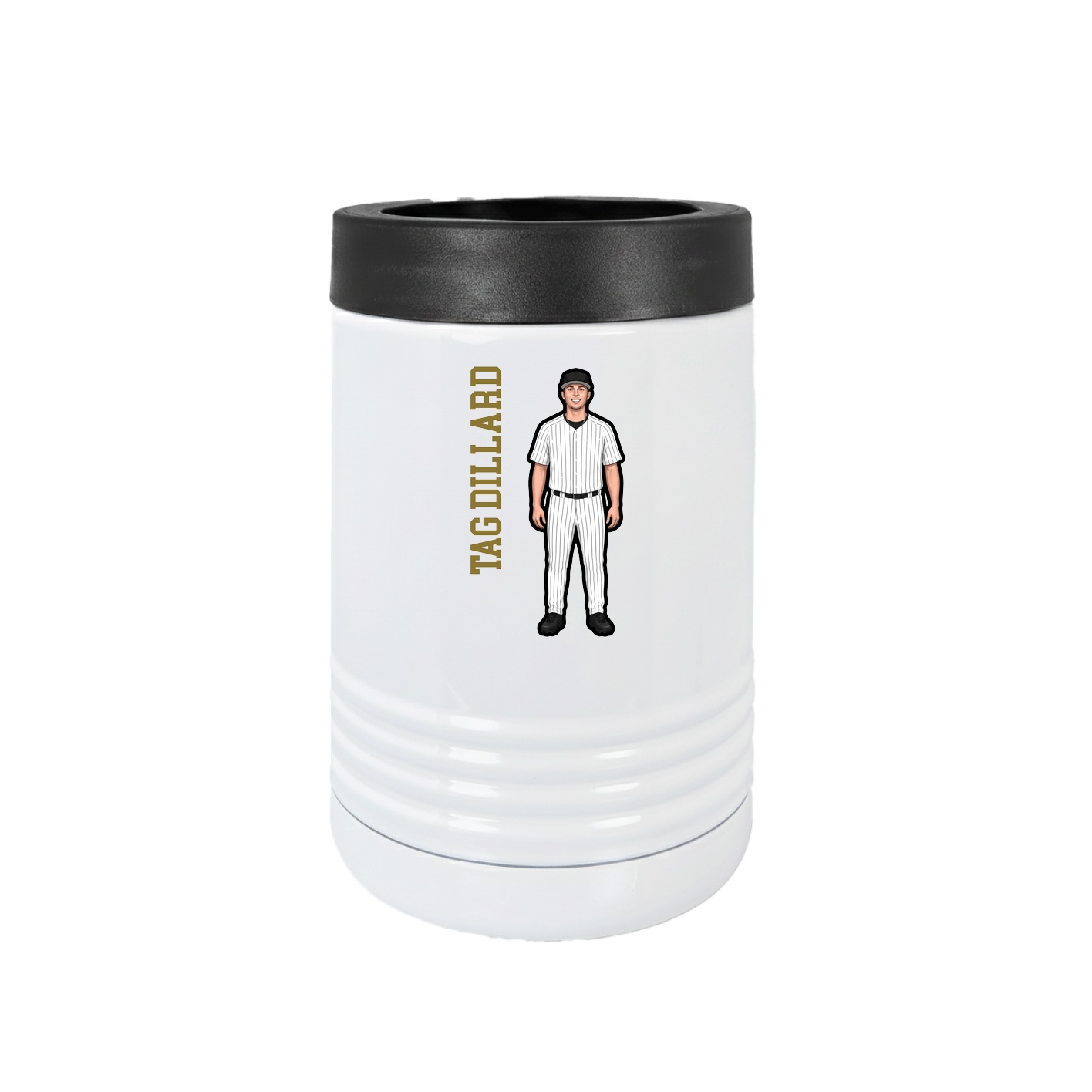 Beverage Holder — Name Vertical in White