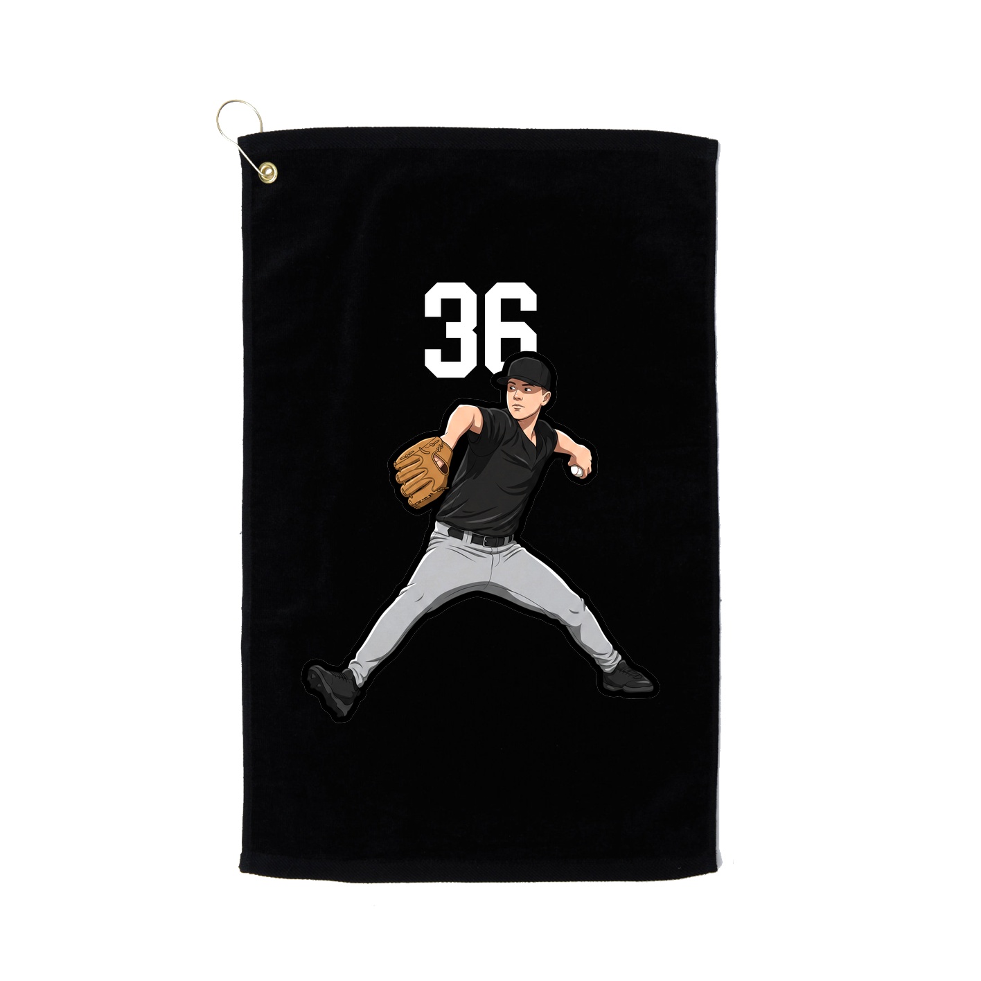Golf Towel — Number Top in Black