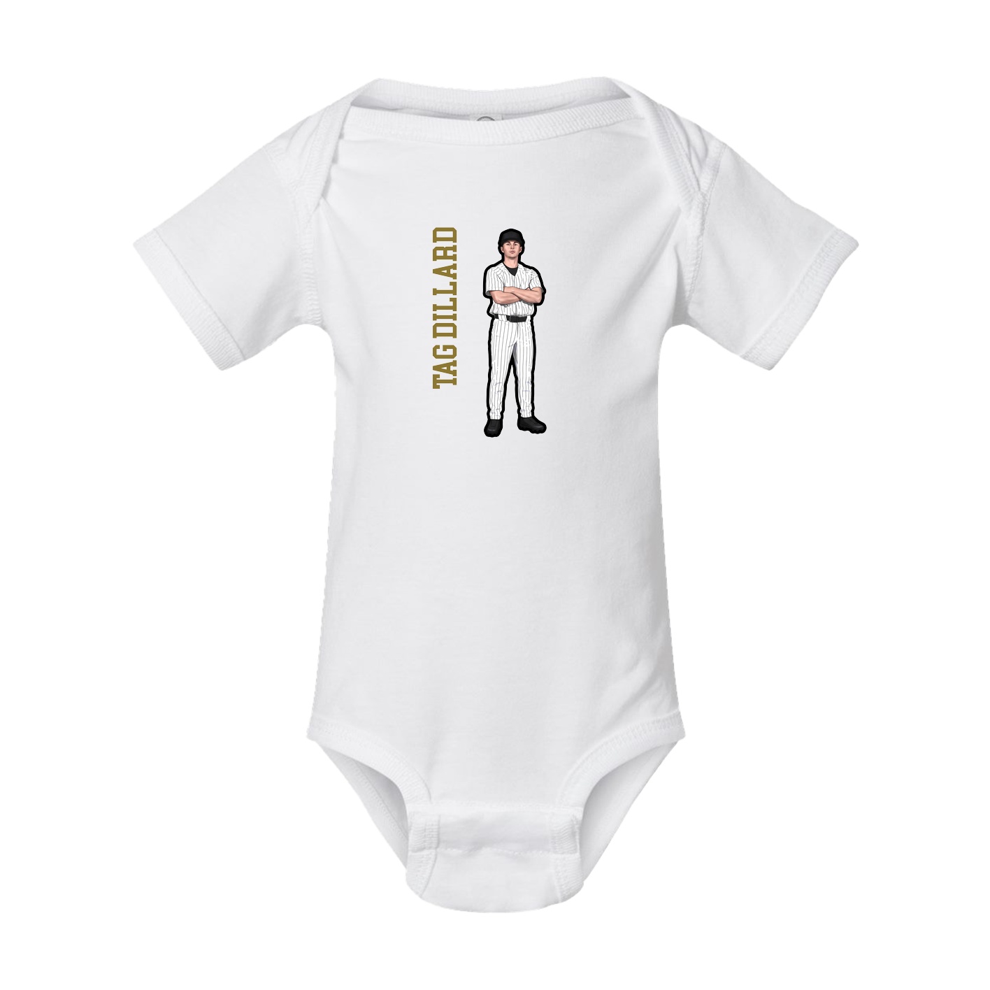 Baby Onesie — Name Vertical in White