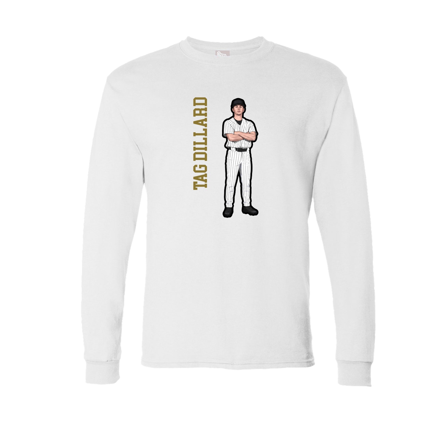 Long Sleeve Tee — Name Vertical in White