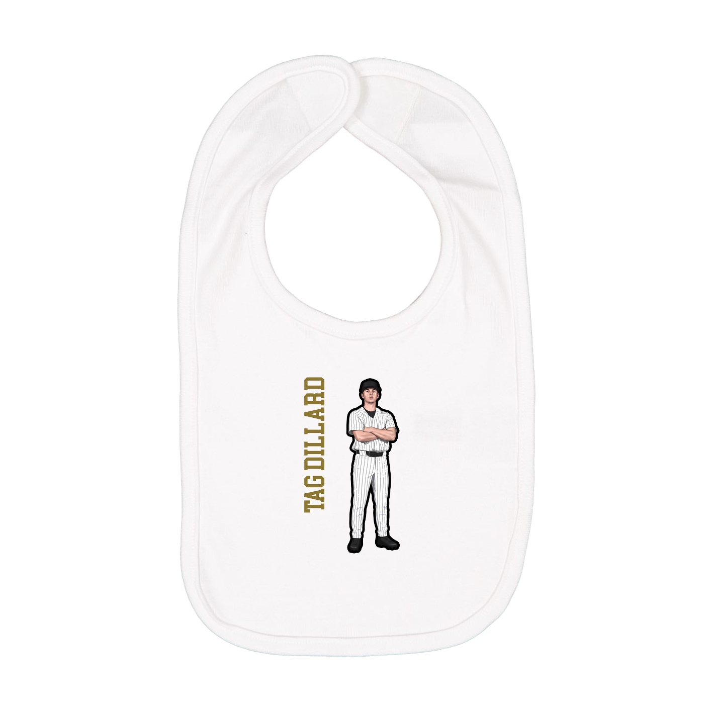 Infant Bib — Name Vertical in White