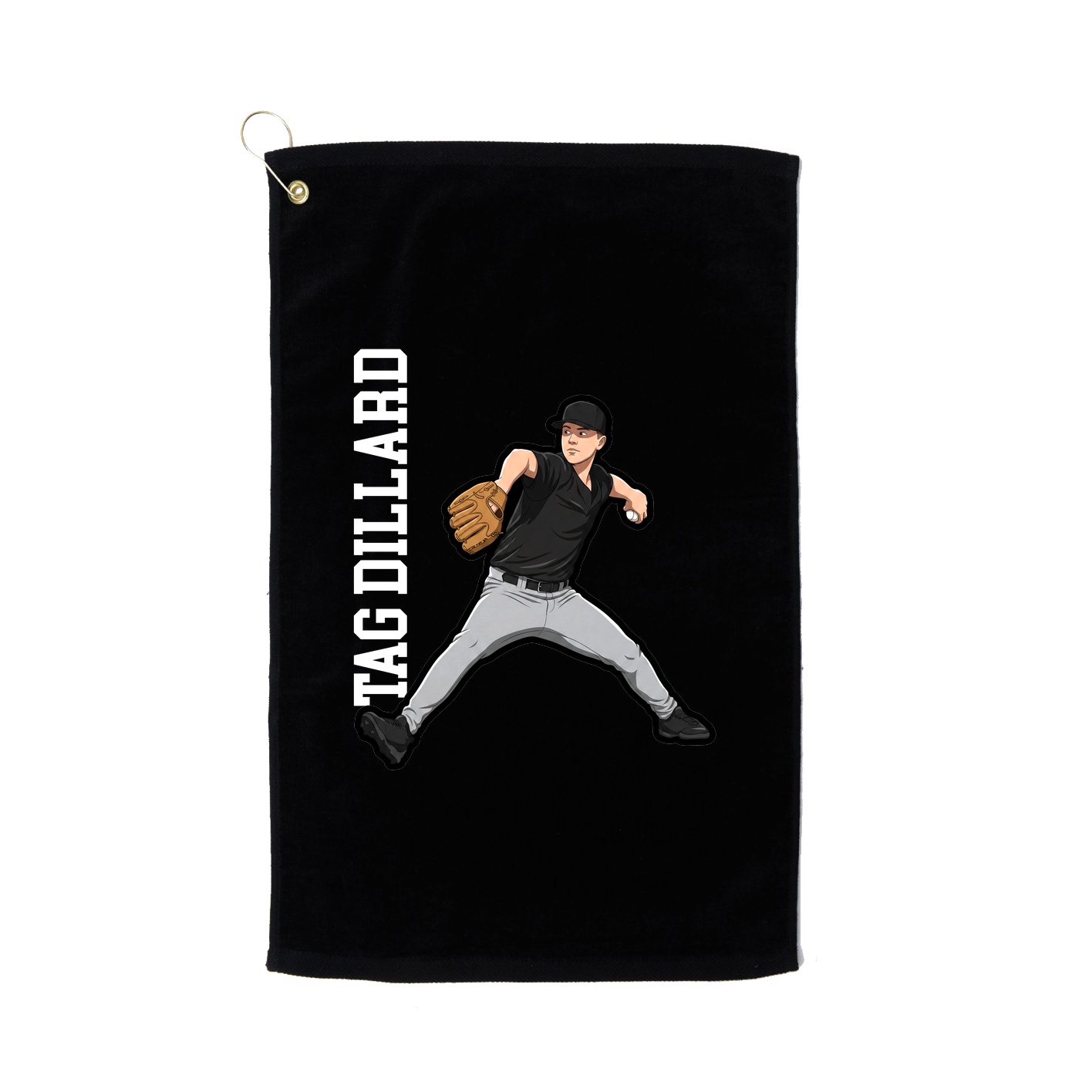 Golf Towel — Name Vertical in Black