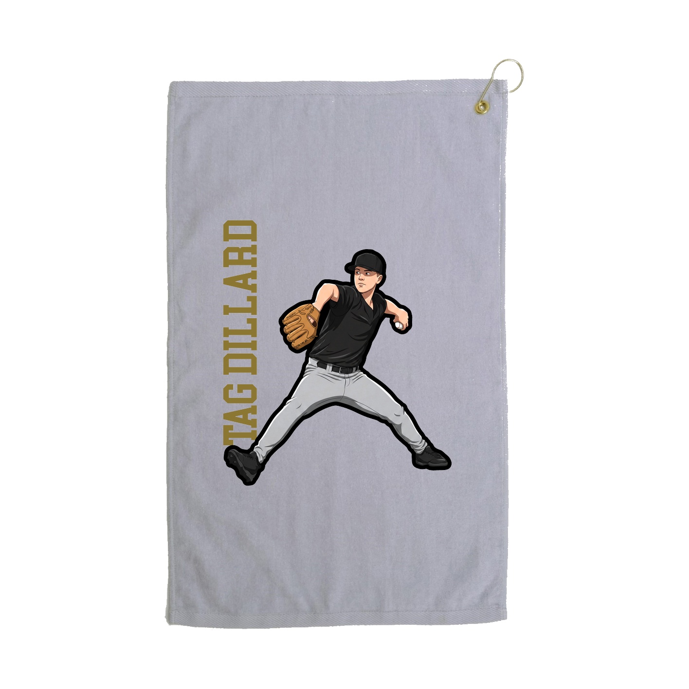 Golf Towel — Name Vertical in Grey