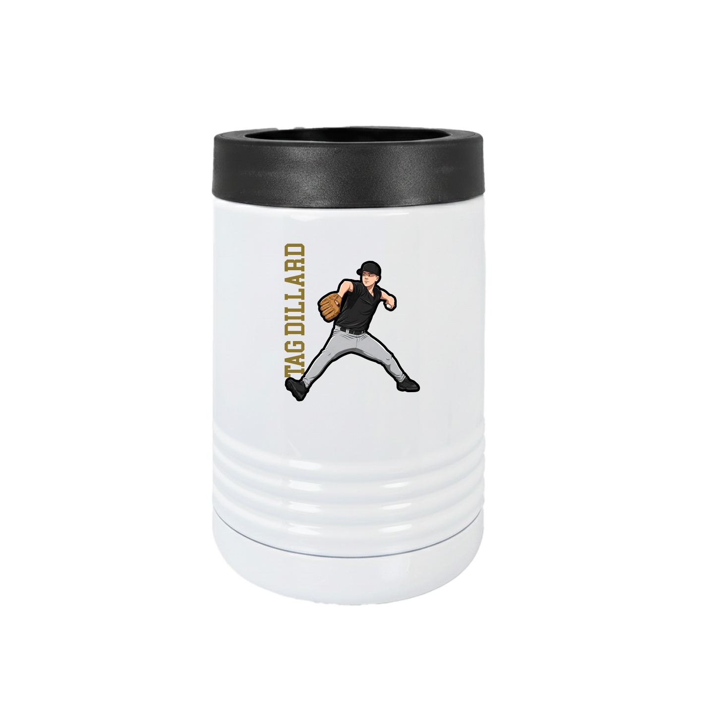 Beverage Holder — Name Vertical in White