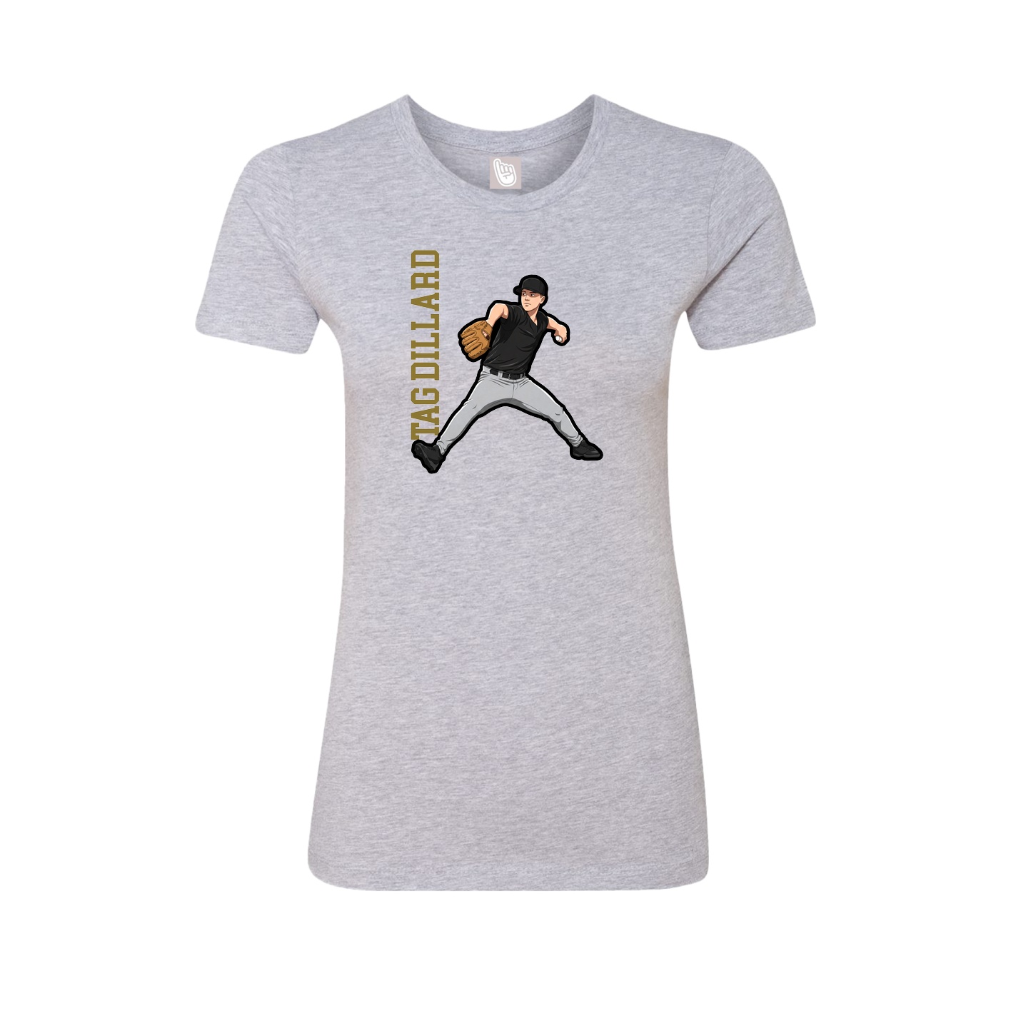 Womens Tee — Name Vertical in Grey