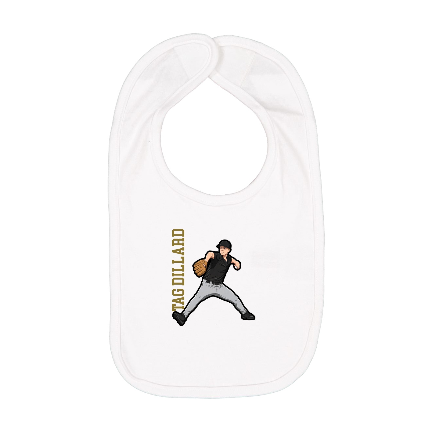 Infant Bib — Name Vertical in White