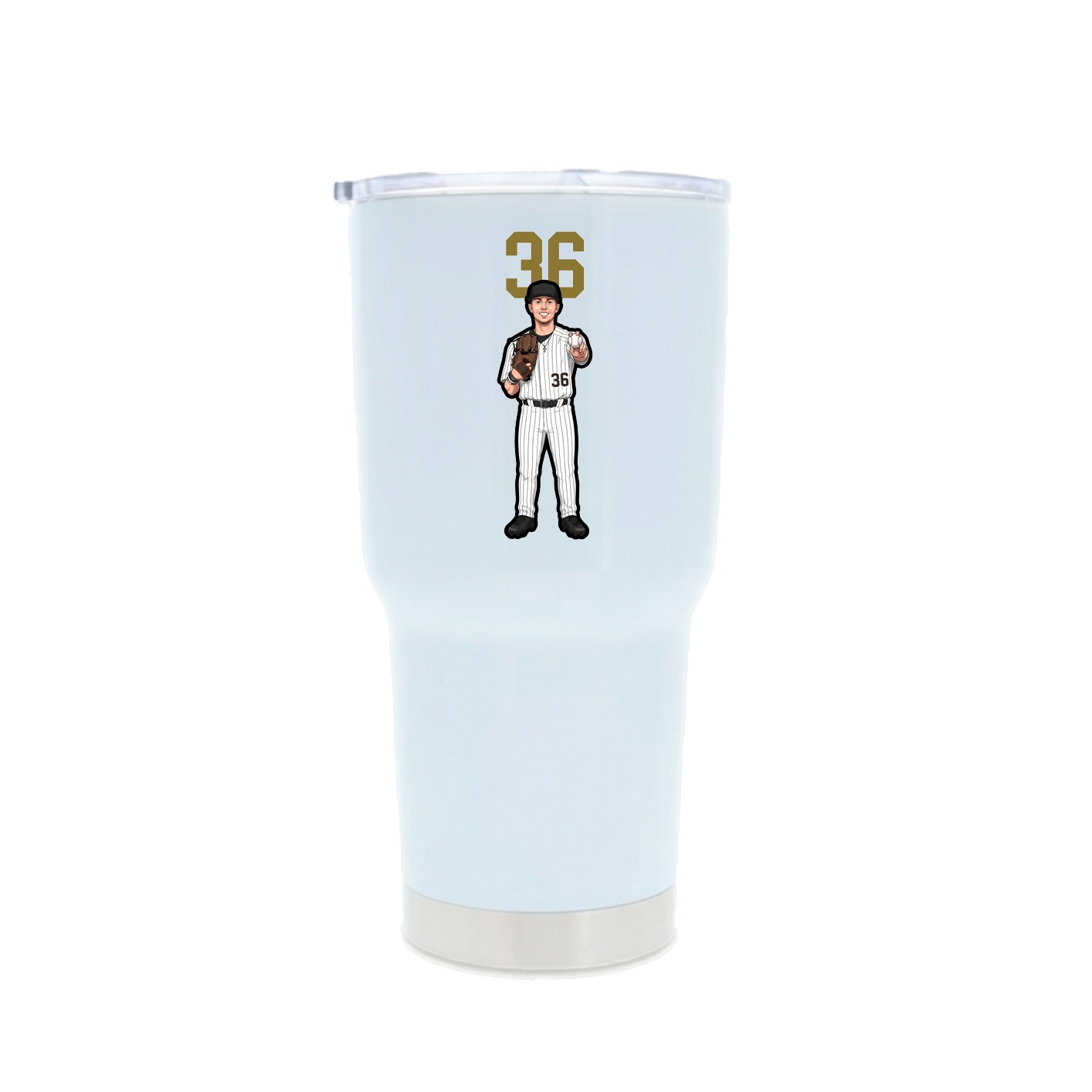 30oz Stainless Steel Tumbler — Number Top in White