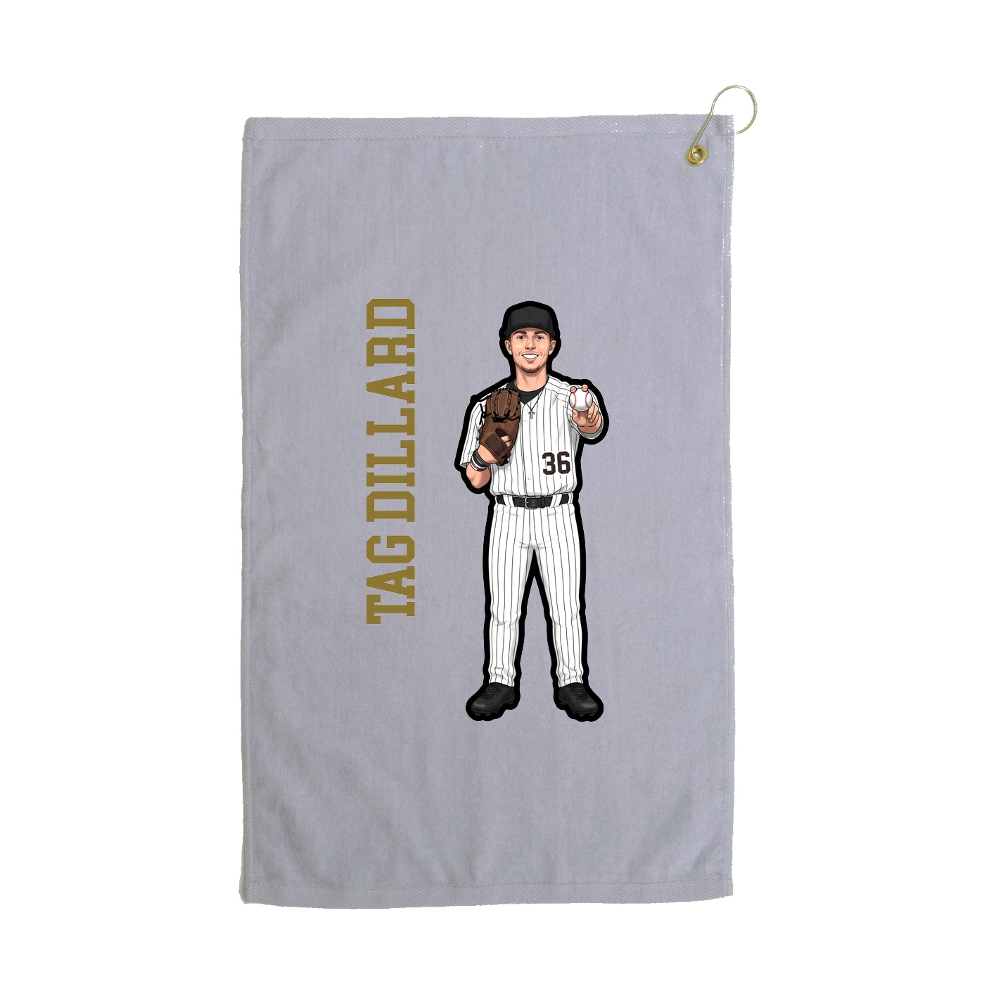 Golf Towel — Name Vertical in Grey