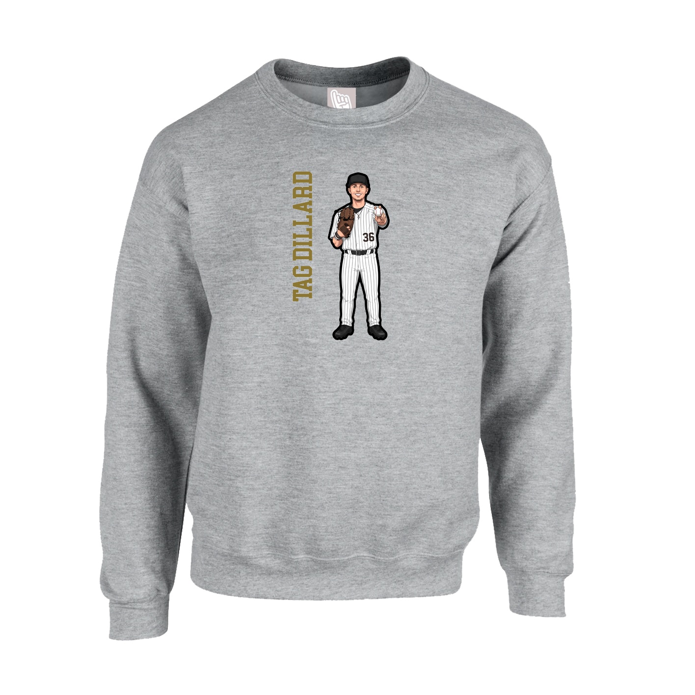 Fleece Crew — Name Vertical in Grey