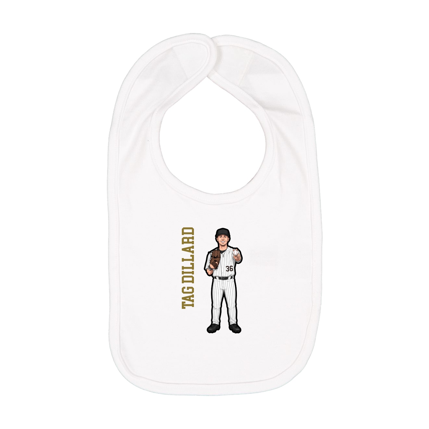 Infant Bib — Name Vertical in White