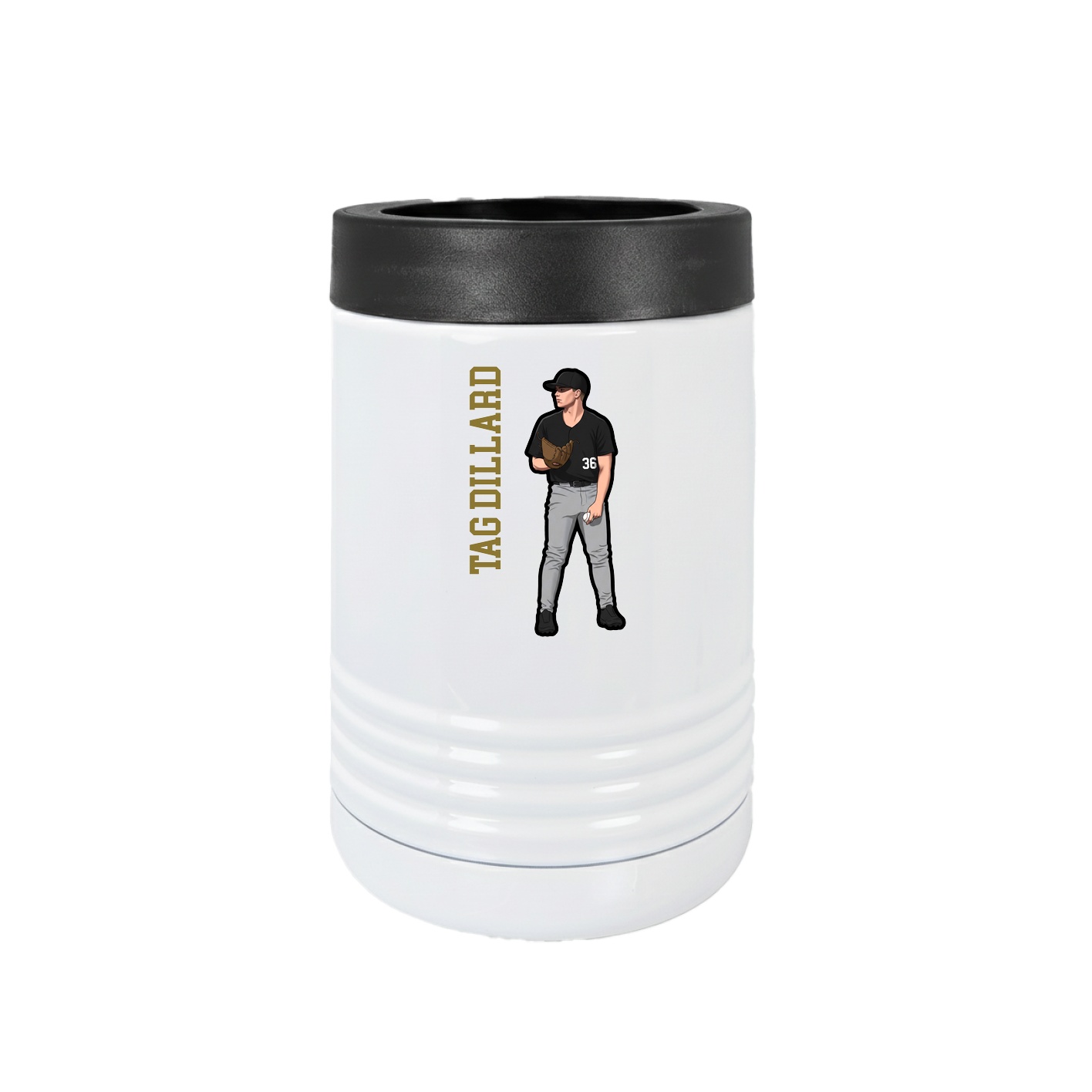 Beverage Holder — Name Vertical in White