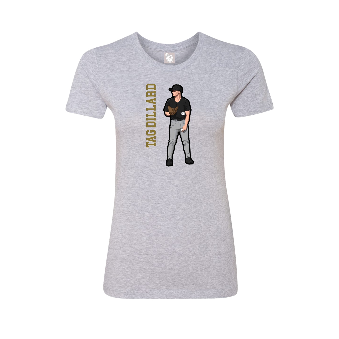 Womens Tee — Name Vertical in Grey