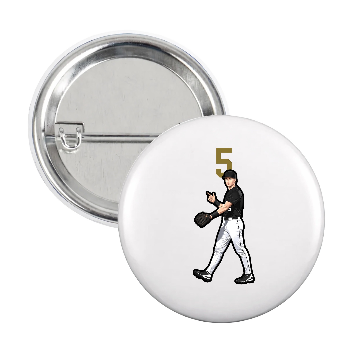 Game Day Button — Number Top in White