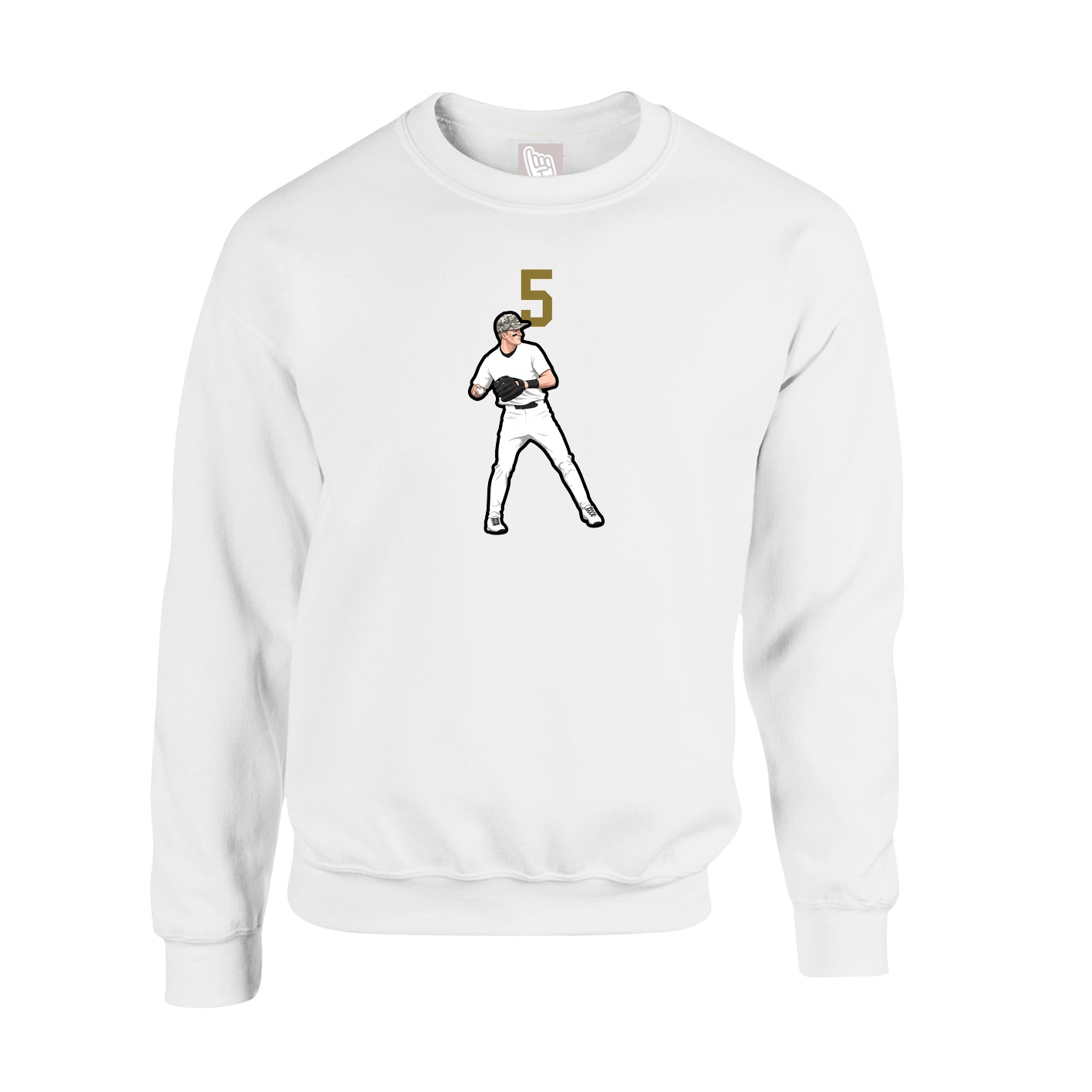 Fleece Crew — Number Top in White