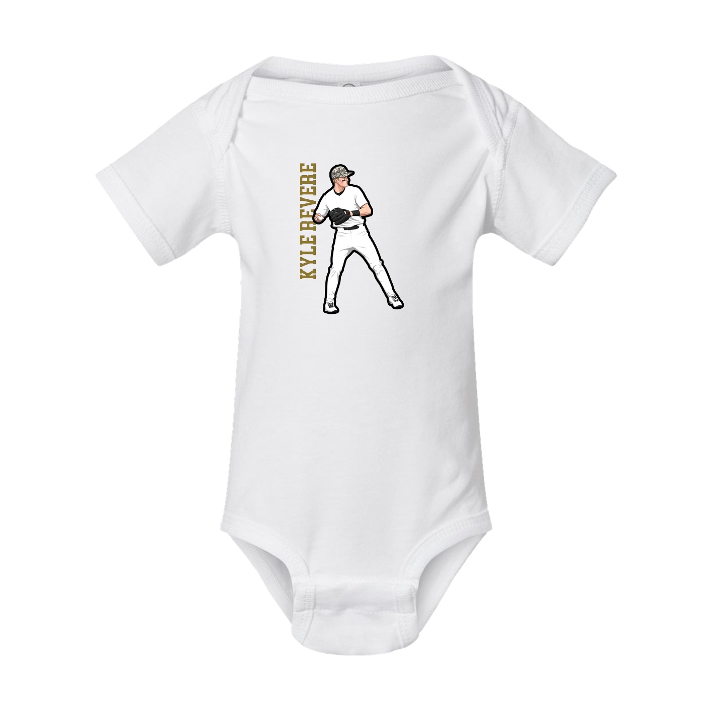 Baby Onesie — Name Vertical in White