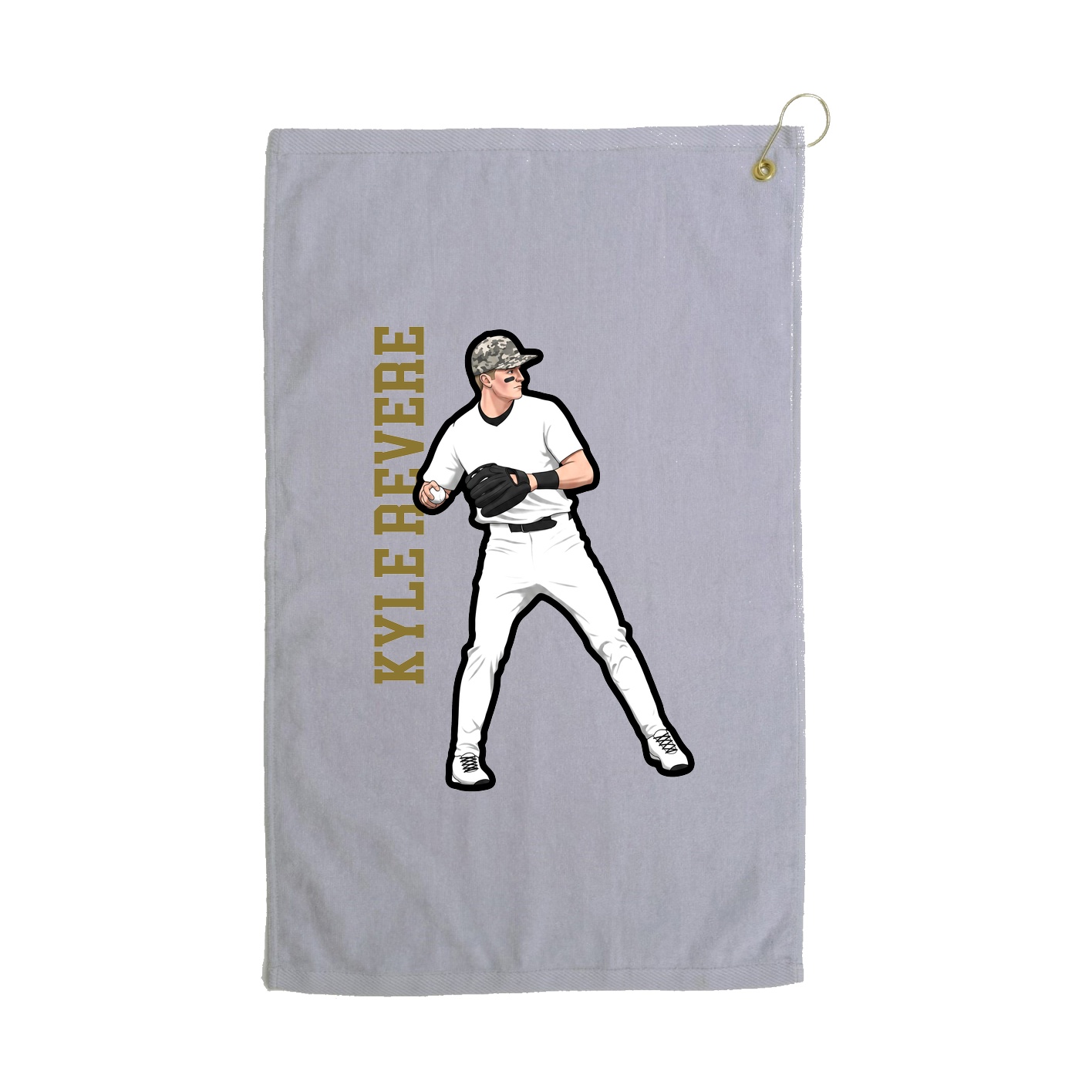 Golf Towel — Name Vertical in Grey