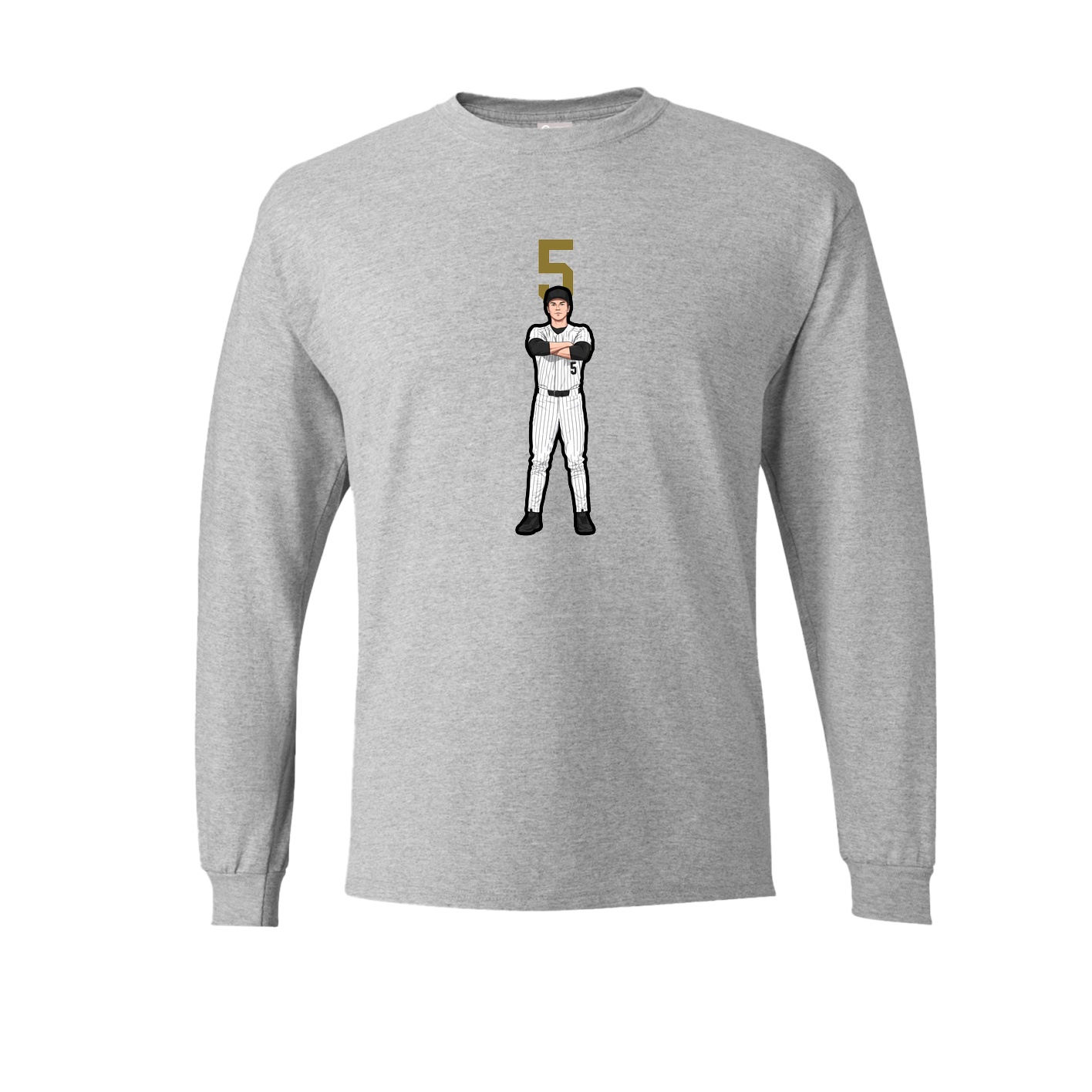 Long Sleeve Tee — Number Top in Grey