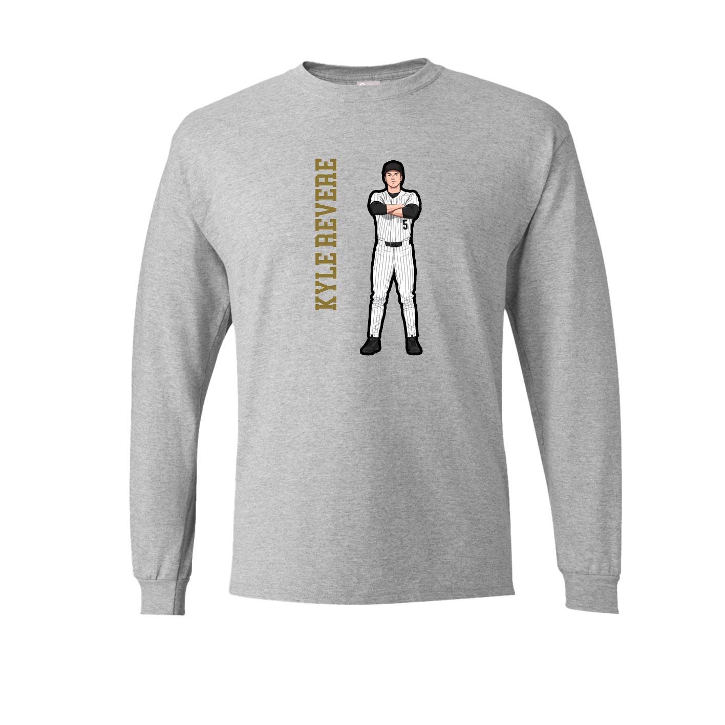 Long Sleeve Tee — Name Vertical in Grey