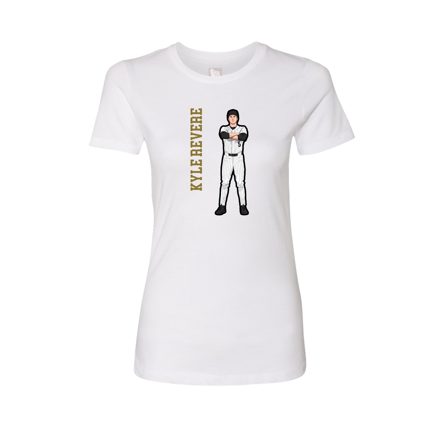 Womens Tee — Name Vertical in White