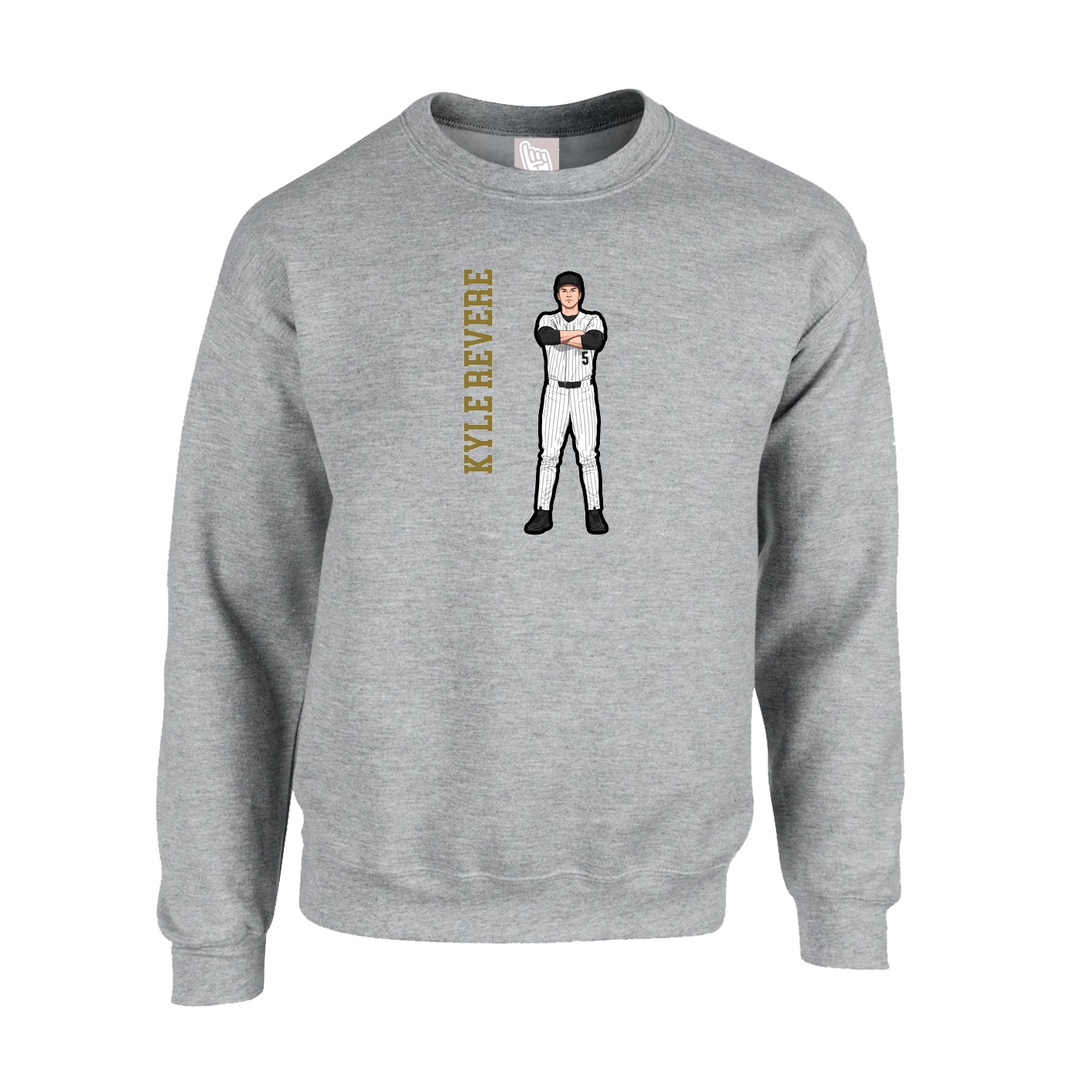 Fleece Crew — Name Vertical in Grey